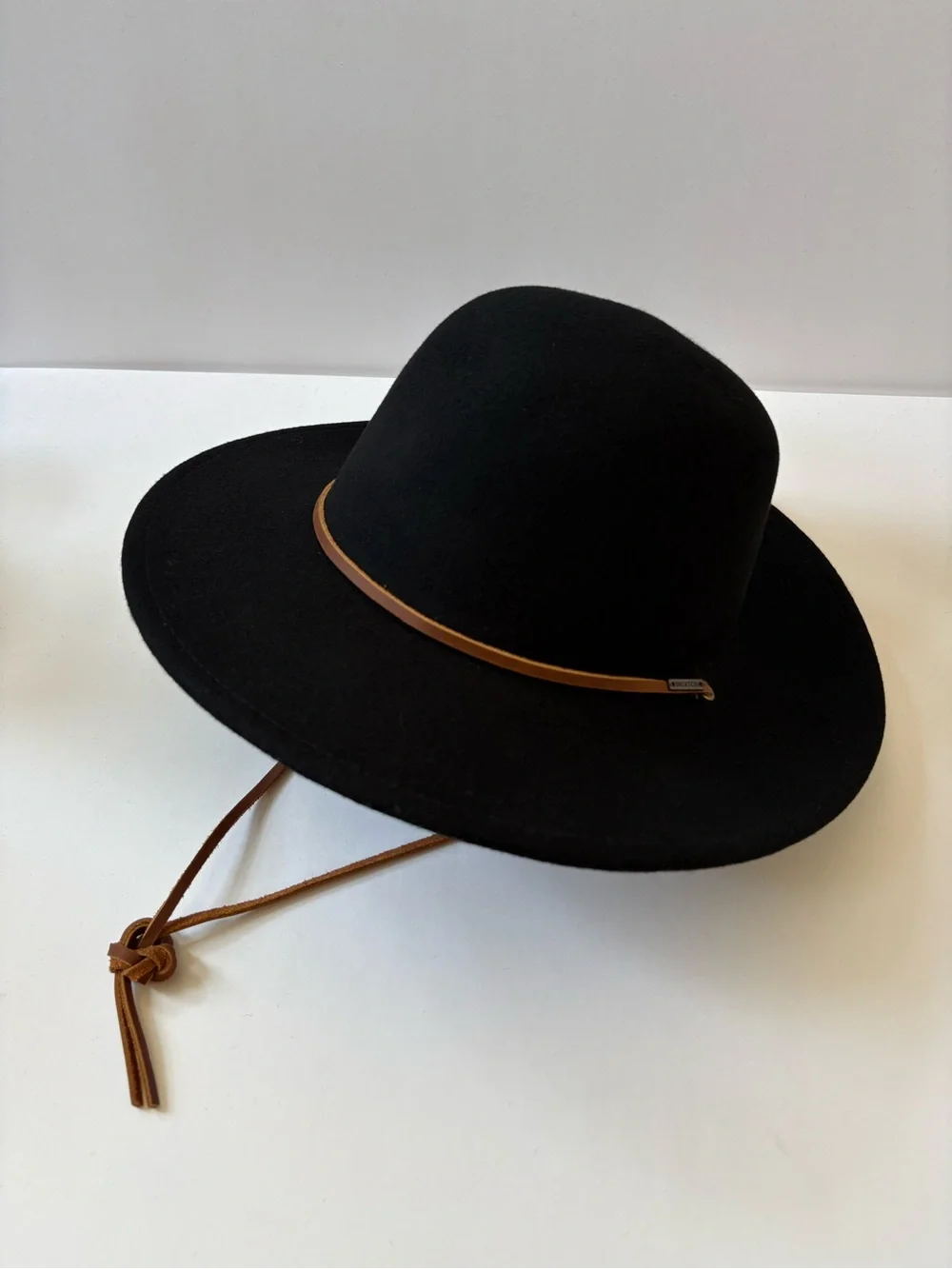 Brixton Tiller Wide Brim Felt Wool Fedora Hat Black Large Western Cowgirl Preppy